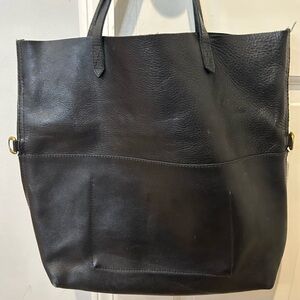 Elegant Black Leather Tote Bag